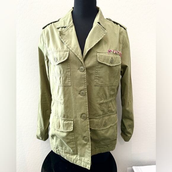 BILLABONG | “Off the Record” Utility Jacket Olive Green Cotton | Size Large - Picture 3 of 7